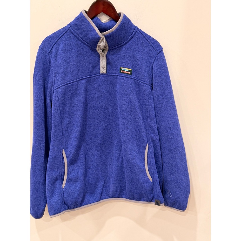 LL Bean Womens 2X Sweater Fleece Pullover‎ Blue Snap Neck Jacket 503357